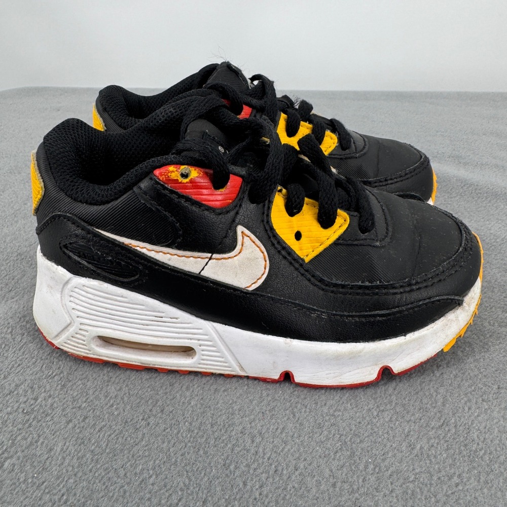 Nike Air Max 90 Toddler Shoes Size 9C Black Gold Red Sneakers CD6868-017